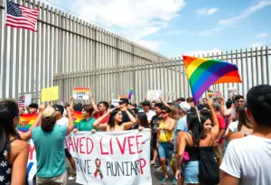 Celebration of HIV awareness at the U.S.-Mexico border with diverse participants