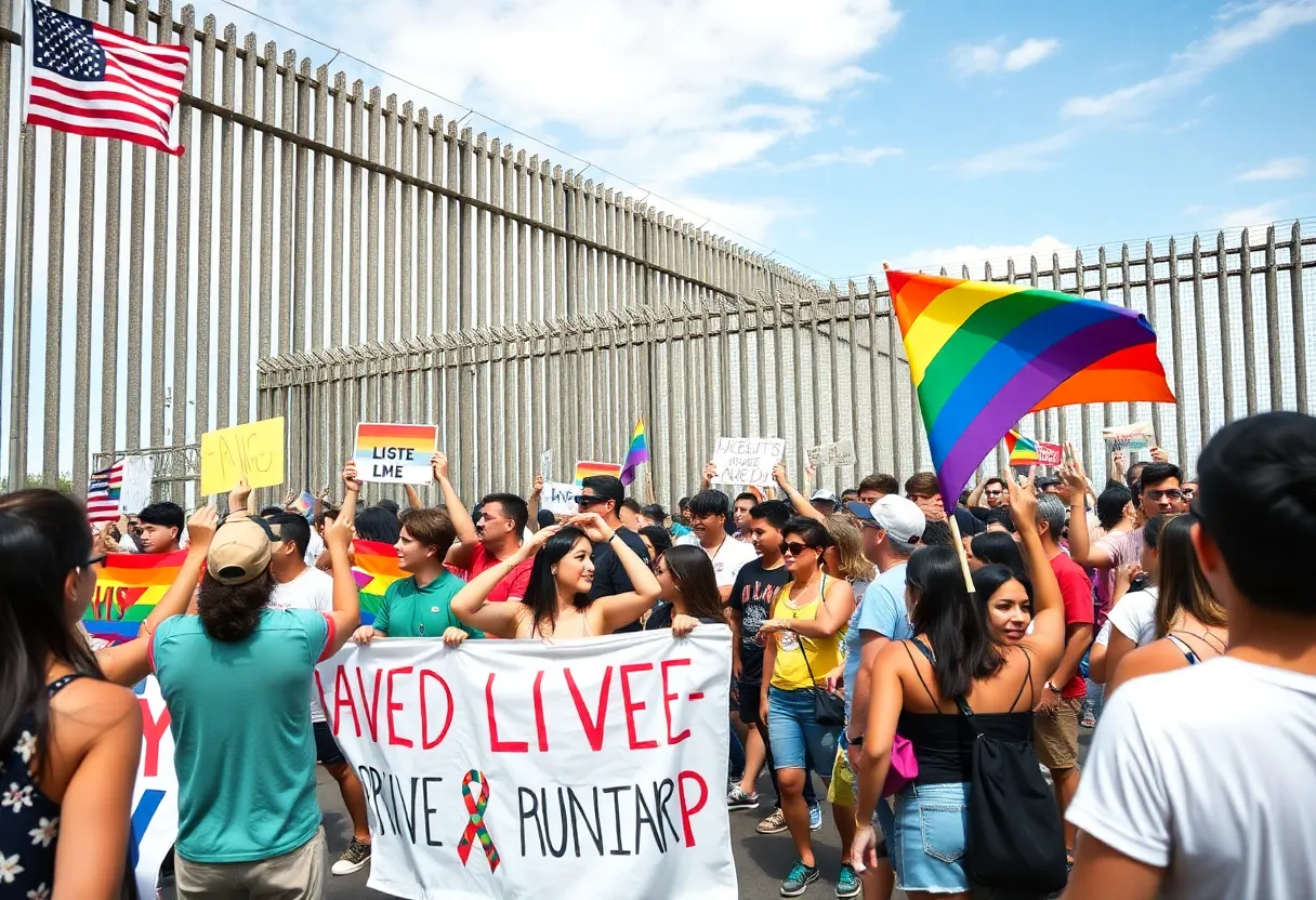 Celebration of HIV awareness at the U.S.-Mexico border with diverse participants