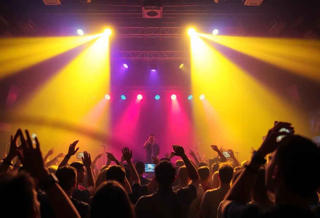 Crowd enjoying the IAMX concert at Brick By Brick in San Diego