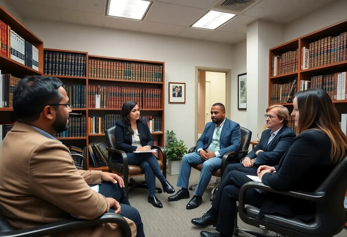 Immigration attorney office in San Diego with clients discussing legal rights