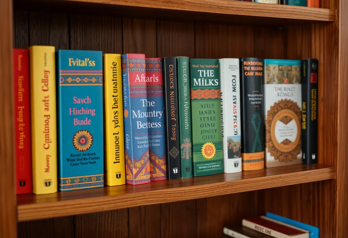A collection of books by Indigenous authors in a reading nook.