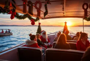 Families enjoying holiday activities on a cruise at Mission Bay