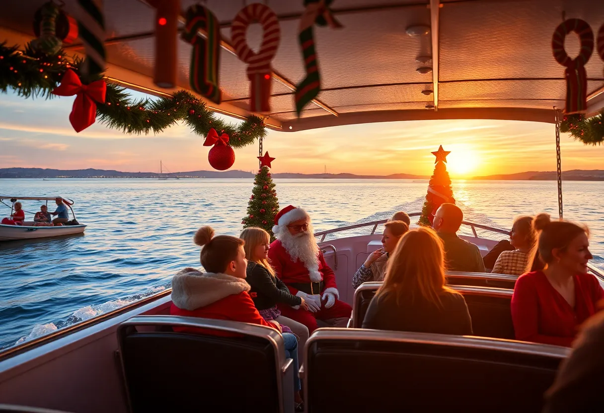 Families enjoying holiday activities on a cruise at Mission Bay