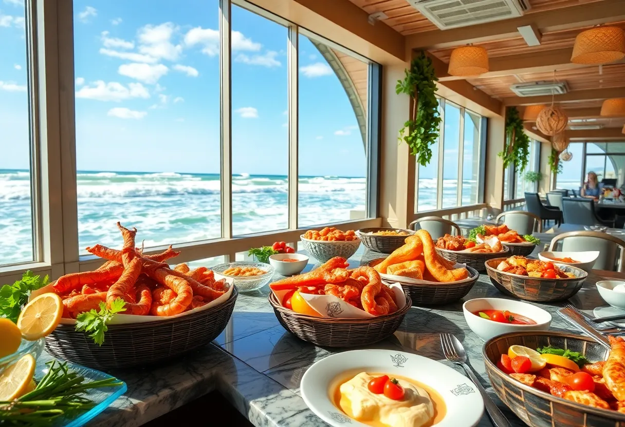 Seaside buffet setup for King Tide Brunch at The Marine Room