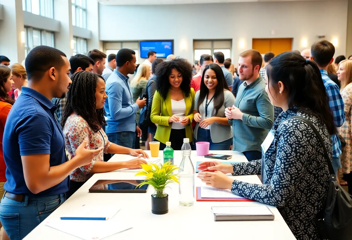 Participants engaging in wellness activities at the Knauss School of Business event.