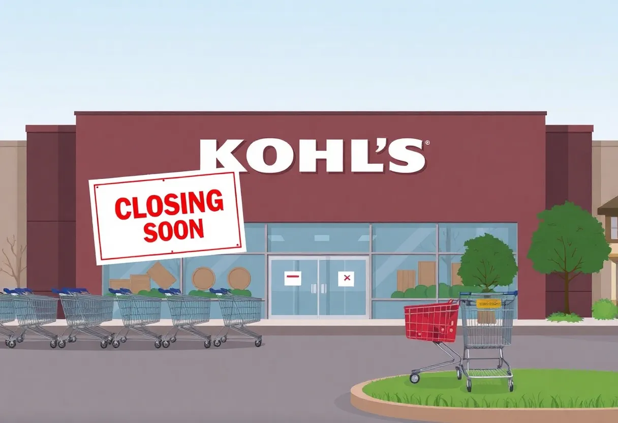 Kohl's store with a closing announcement sign