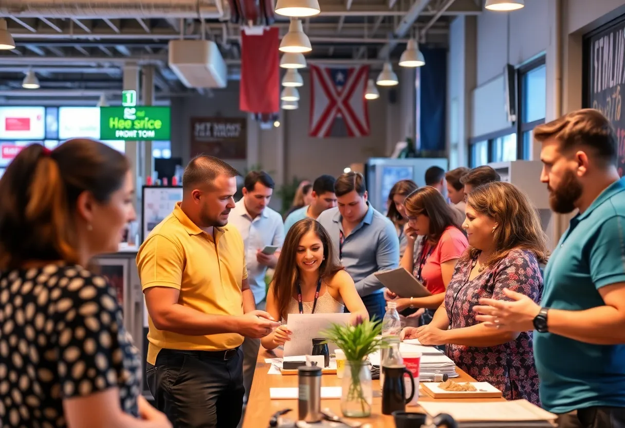 Employees working at local businesses in San Diego