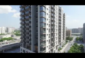 Mid-rise apartment building with single stairwell