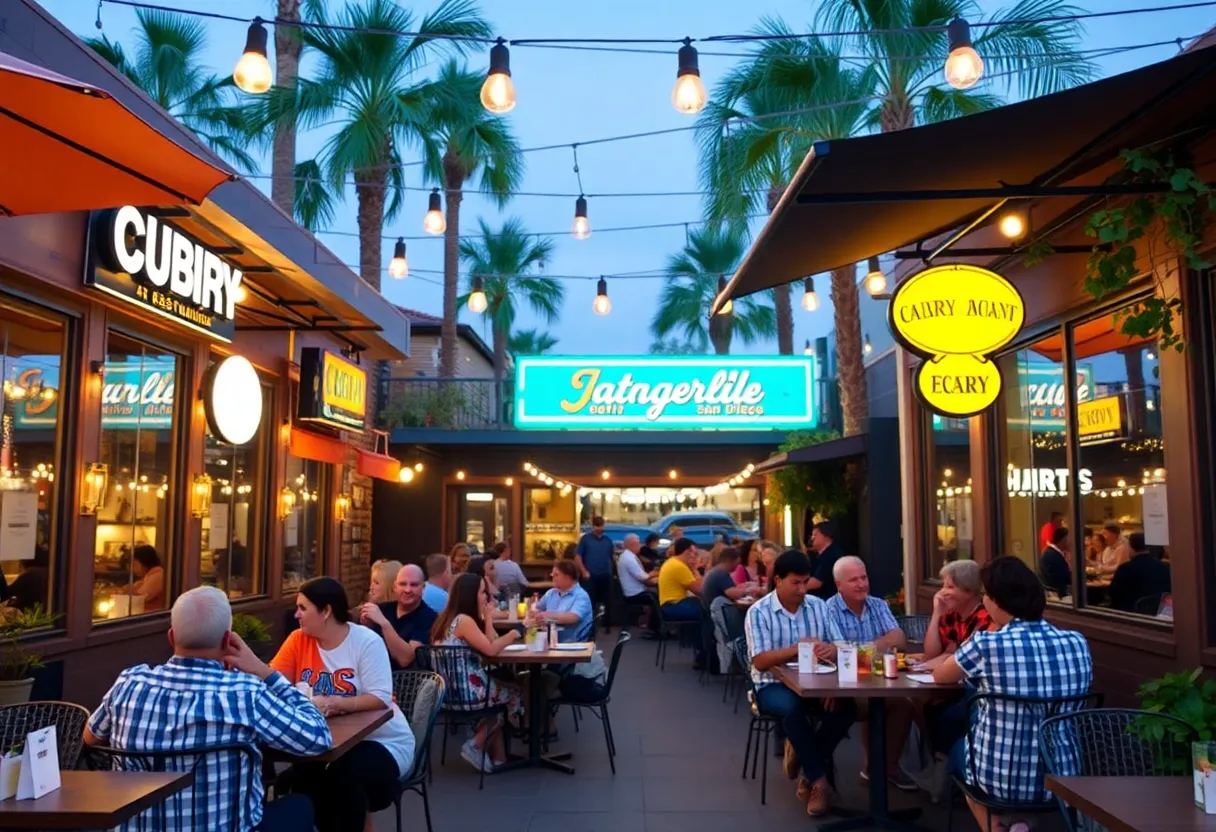 New San Diego restaurants featuring various culinary styles and outdoor dining.