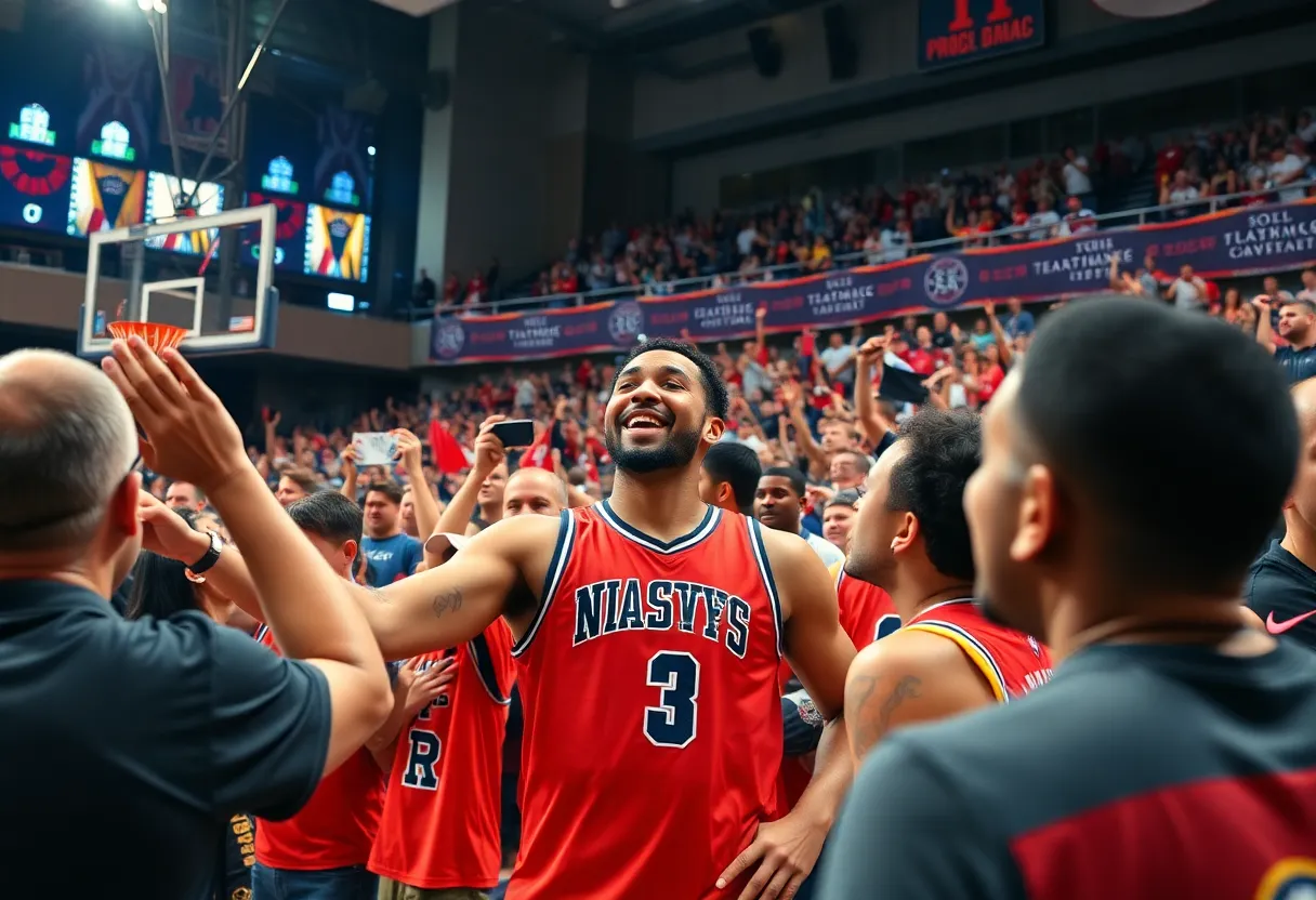 Fans warmly welcoming a local basketball star back to San Diego