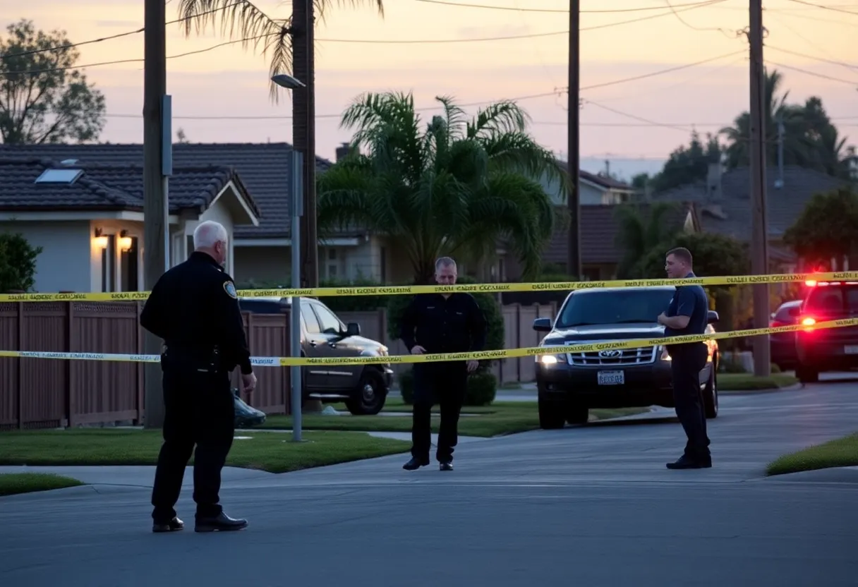 Police investigating a homicide scene in Oceanside, California.