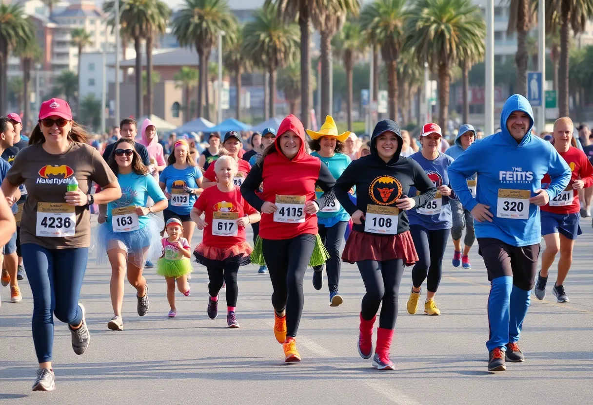 Participants enjoying the Oceanside Turkey Trot along the beachside