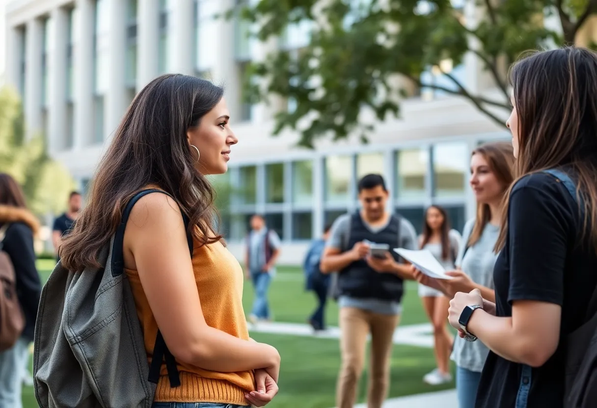 Students discussing safety and awareness on campus