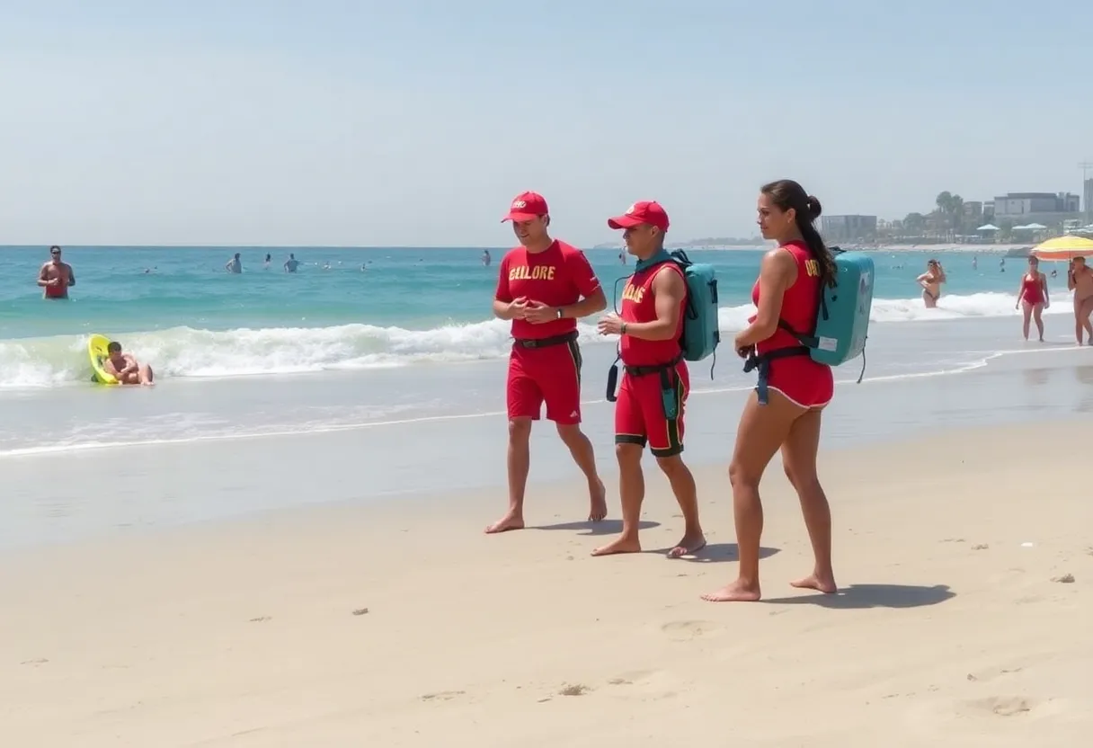 Beachgoers engaging in beach safety activities in San Diego