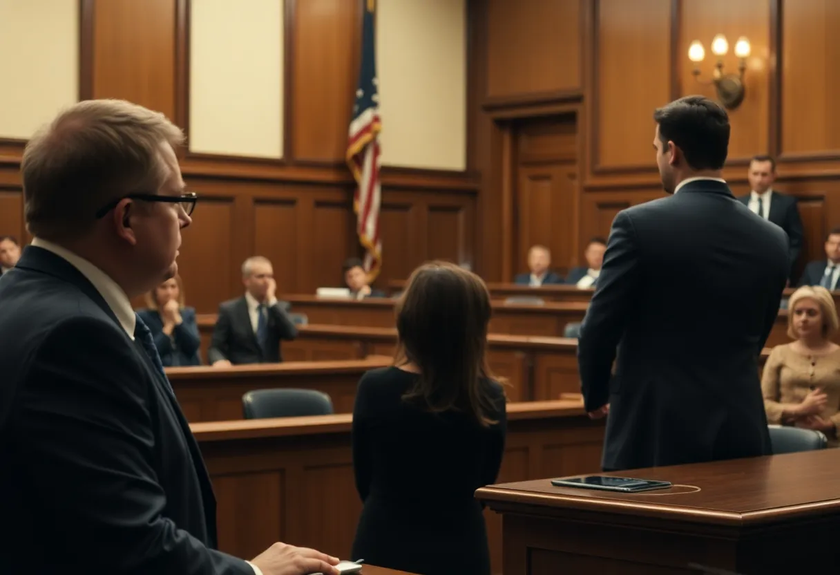 Courtroom scene during sentencing hearing