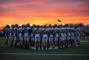 San Diego high school football team showing unity on the field.