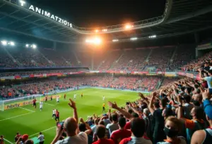 Crowd cheering at a San Diego FC playoff match