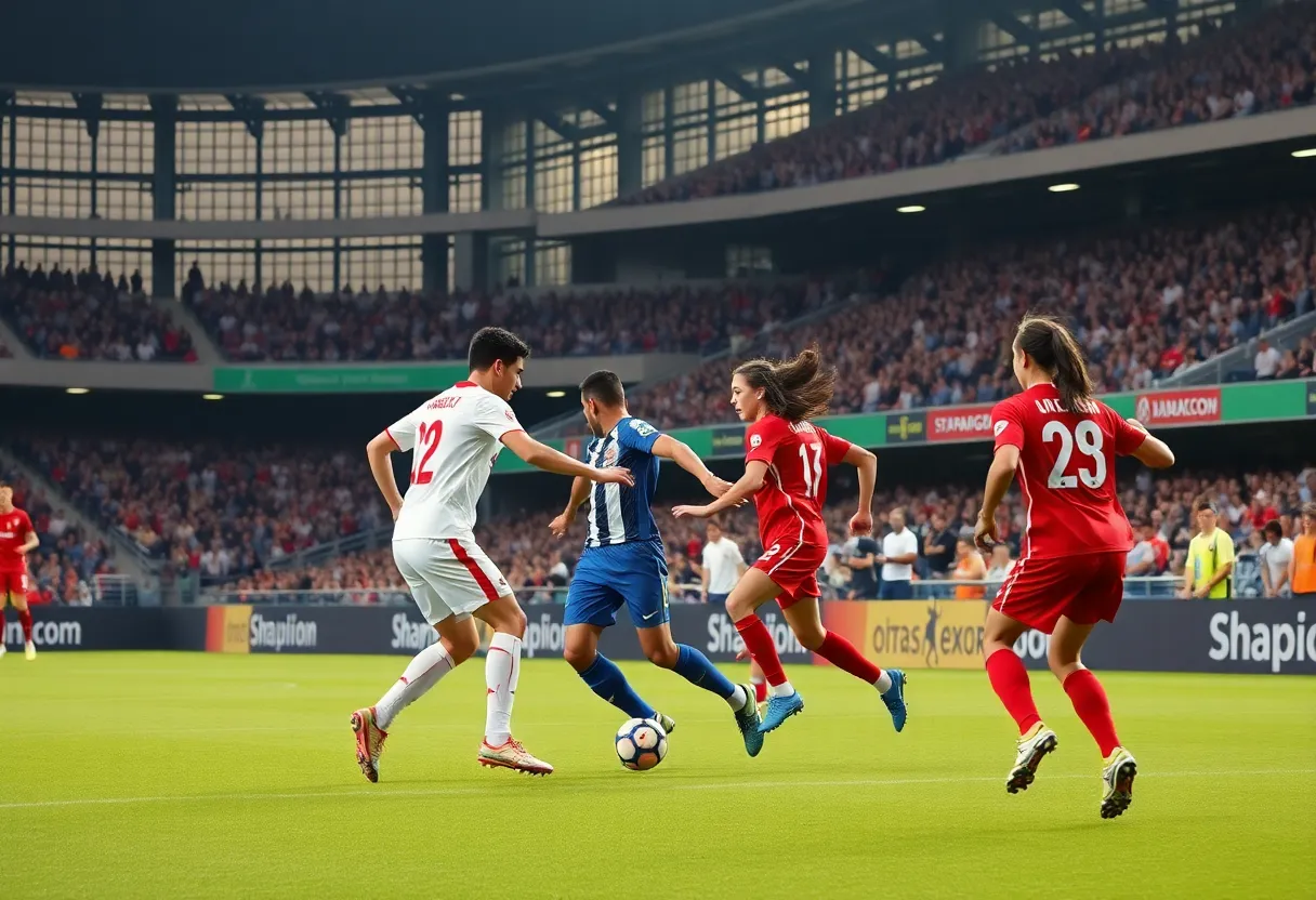 San Diego FC players celebrating their victory at Snapdragon Stadium