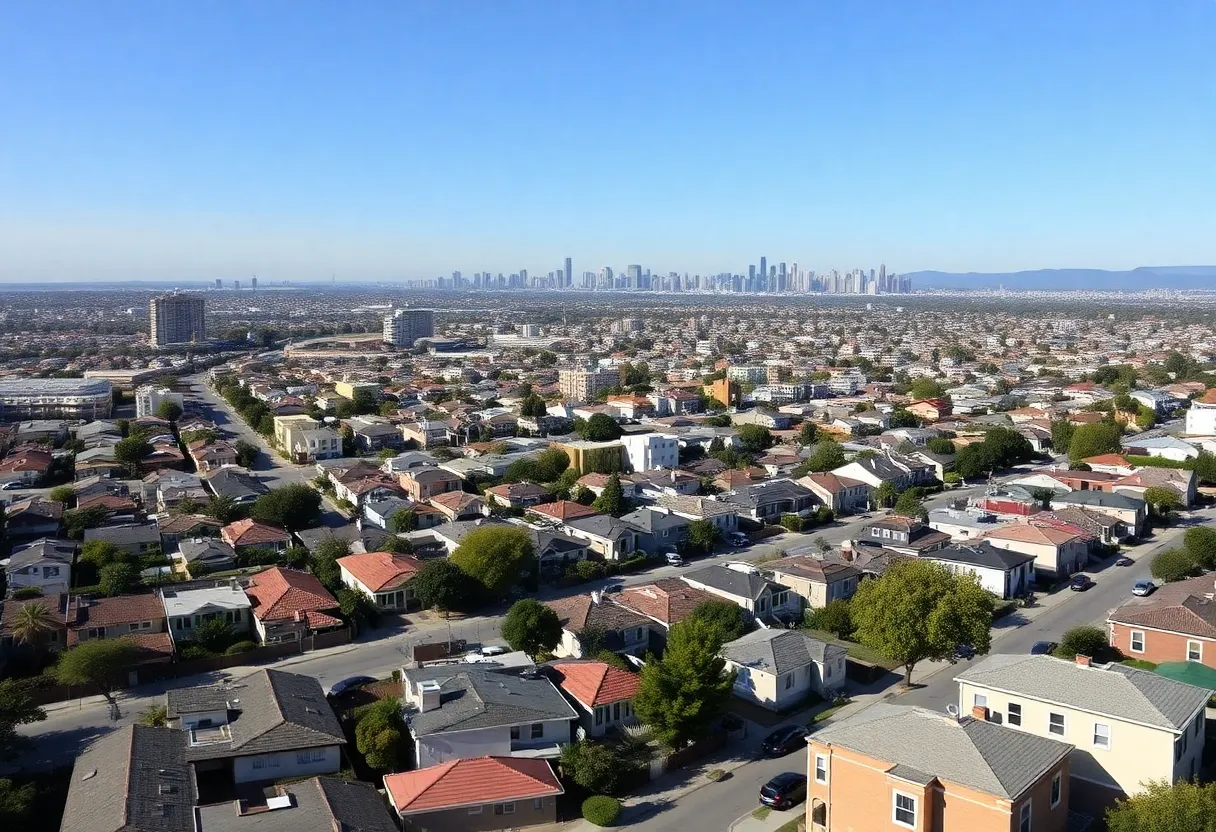 Panorama of San Diego with various housing options