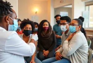 Community members receiving vaccinations in San Diego County