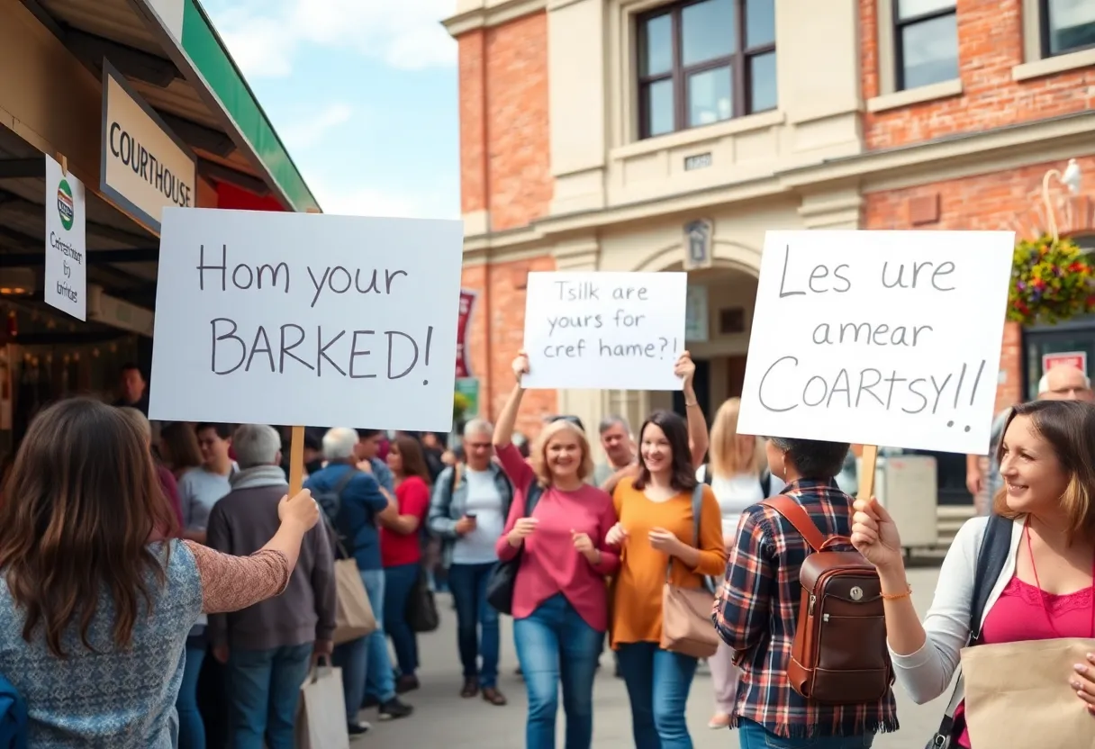 Community support outside courthouse for Leucadia market owner