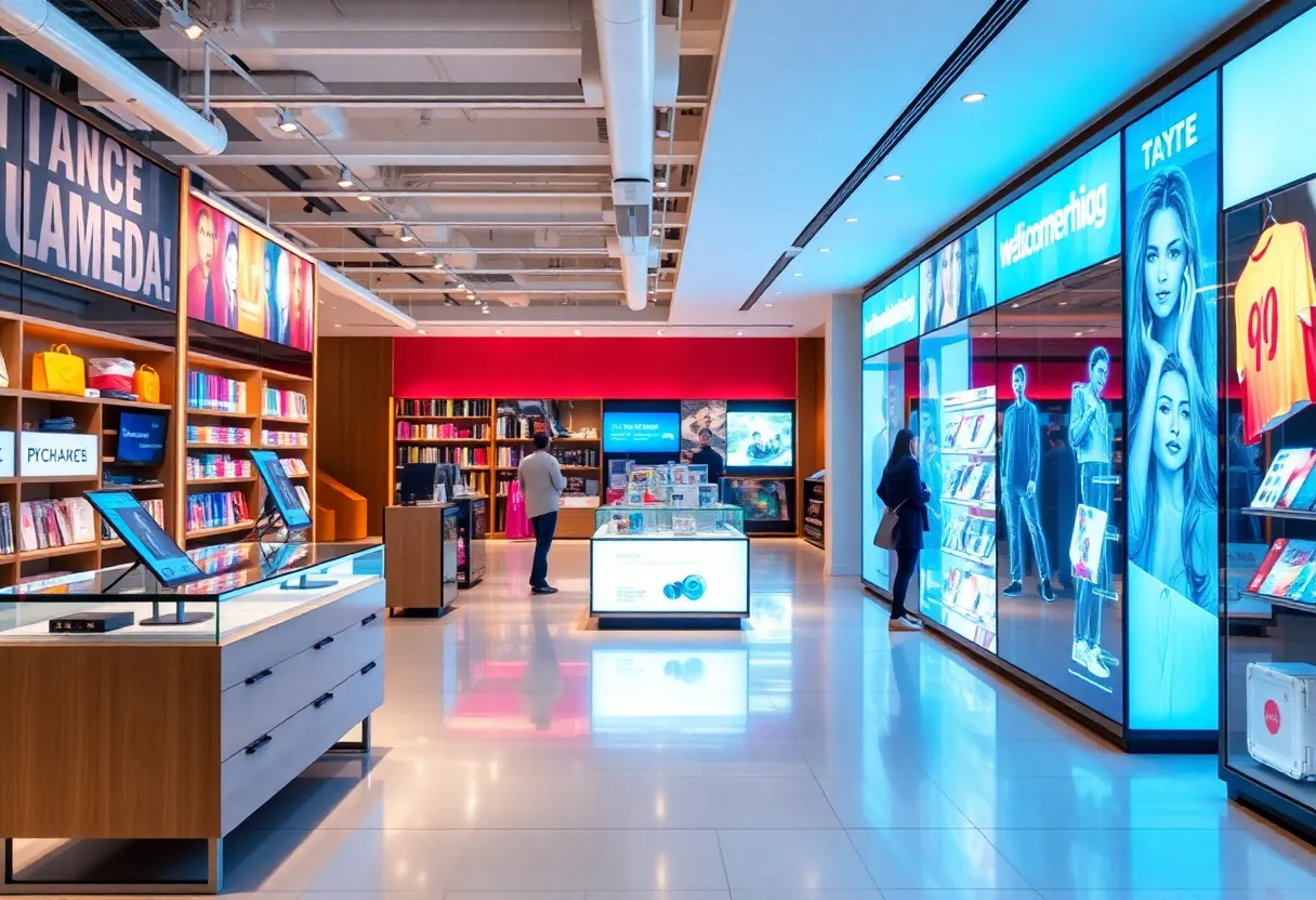 Interior of a remodeled Target store with engaging displays and modern technology