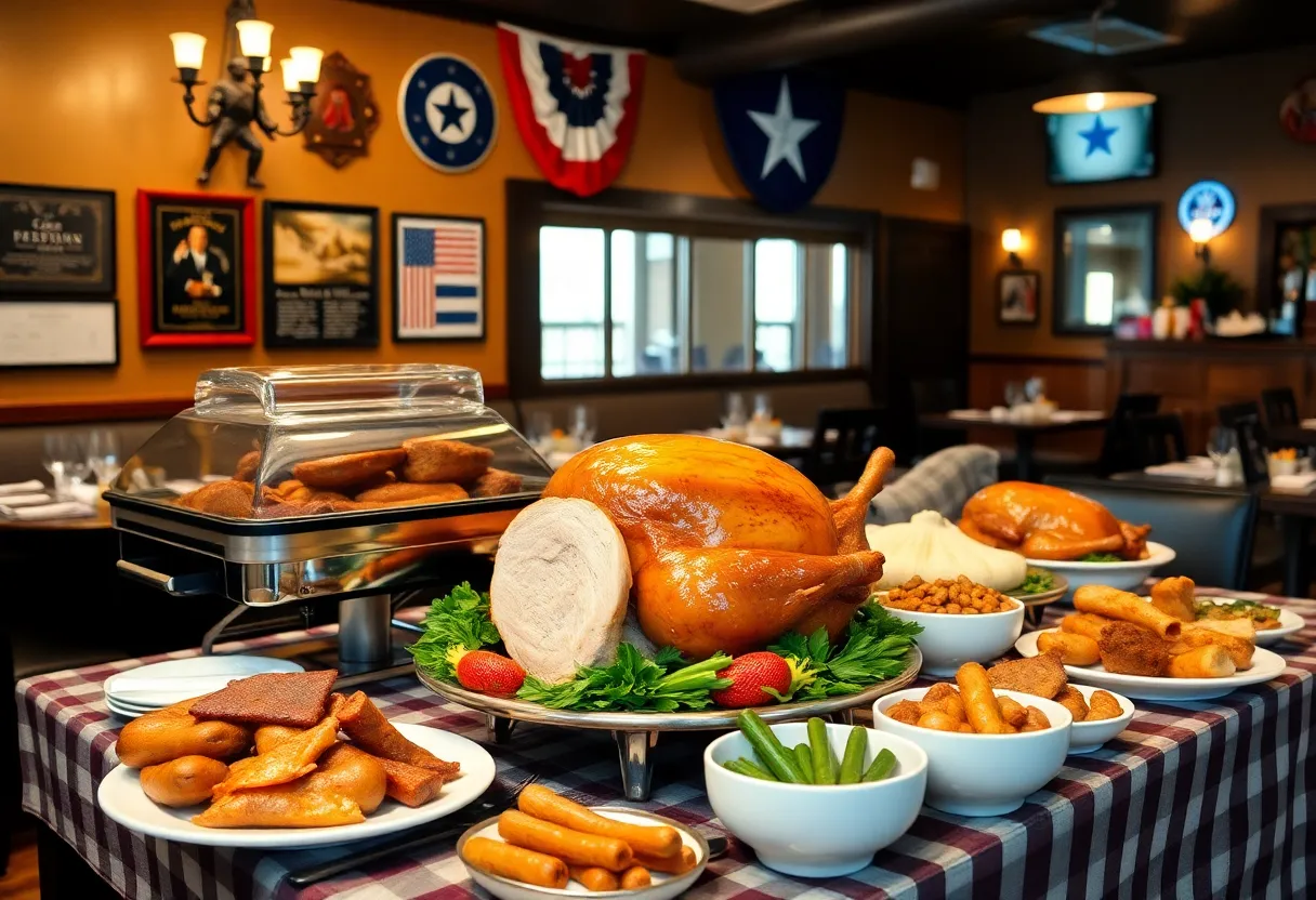 Thanksgiving dinner buffet with smoked turkey at Kansas City Barbeque
