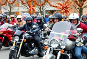 Motorcycle clubs gathering for the Thanksgiving Toy Drive