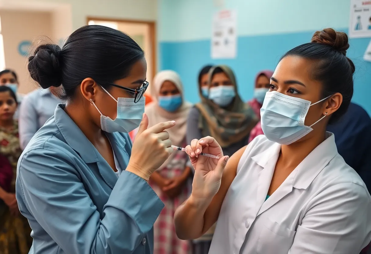 Healthcare professional giving a vaccine to a patient in San Diego