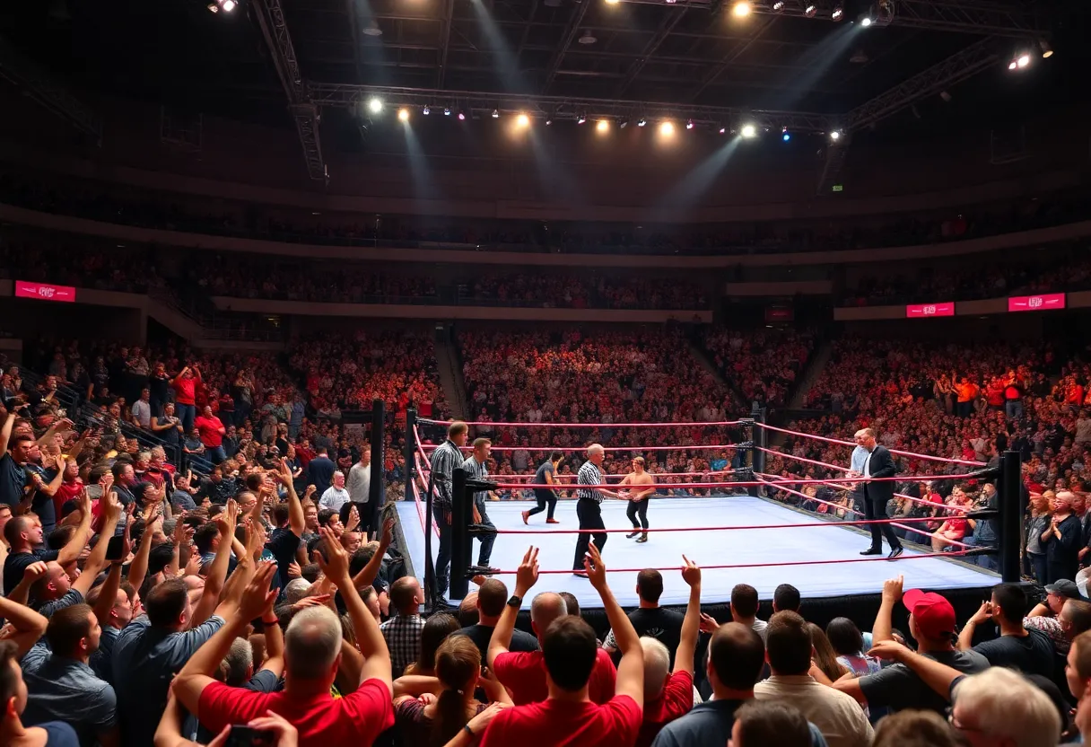 Wrestlers competing in the WWE Survivor Series event at Petco Park in San Diego.