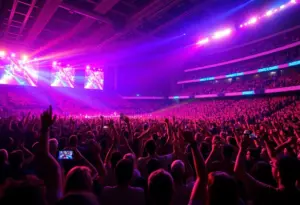 Crowd enjoying a live concert at Snapdragon Stadium