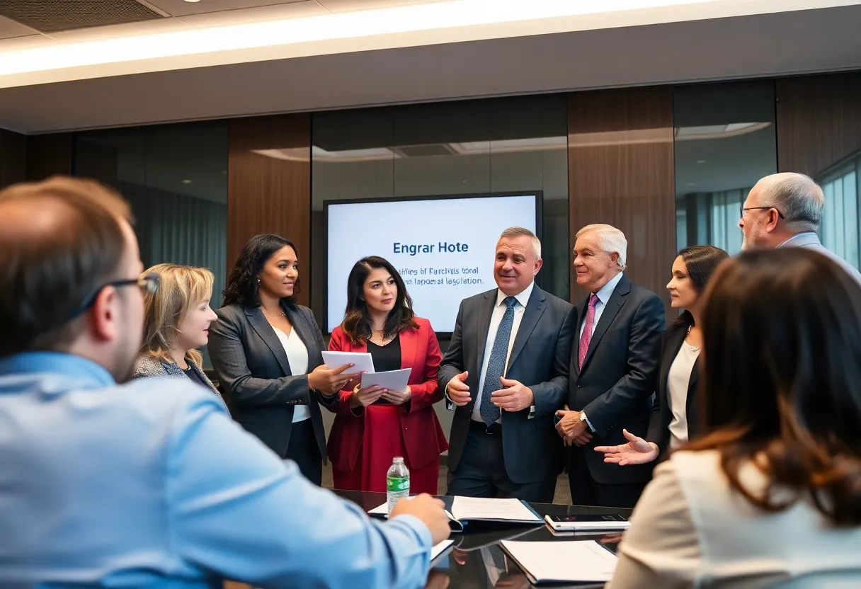 AAHOA members advocating for the American Franchise Act in a meeting