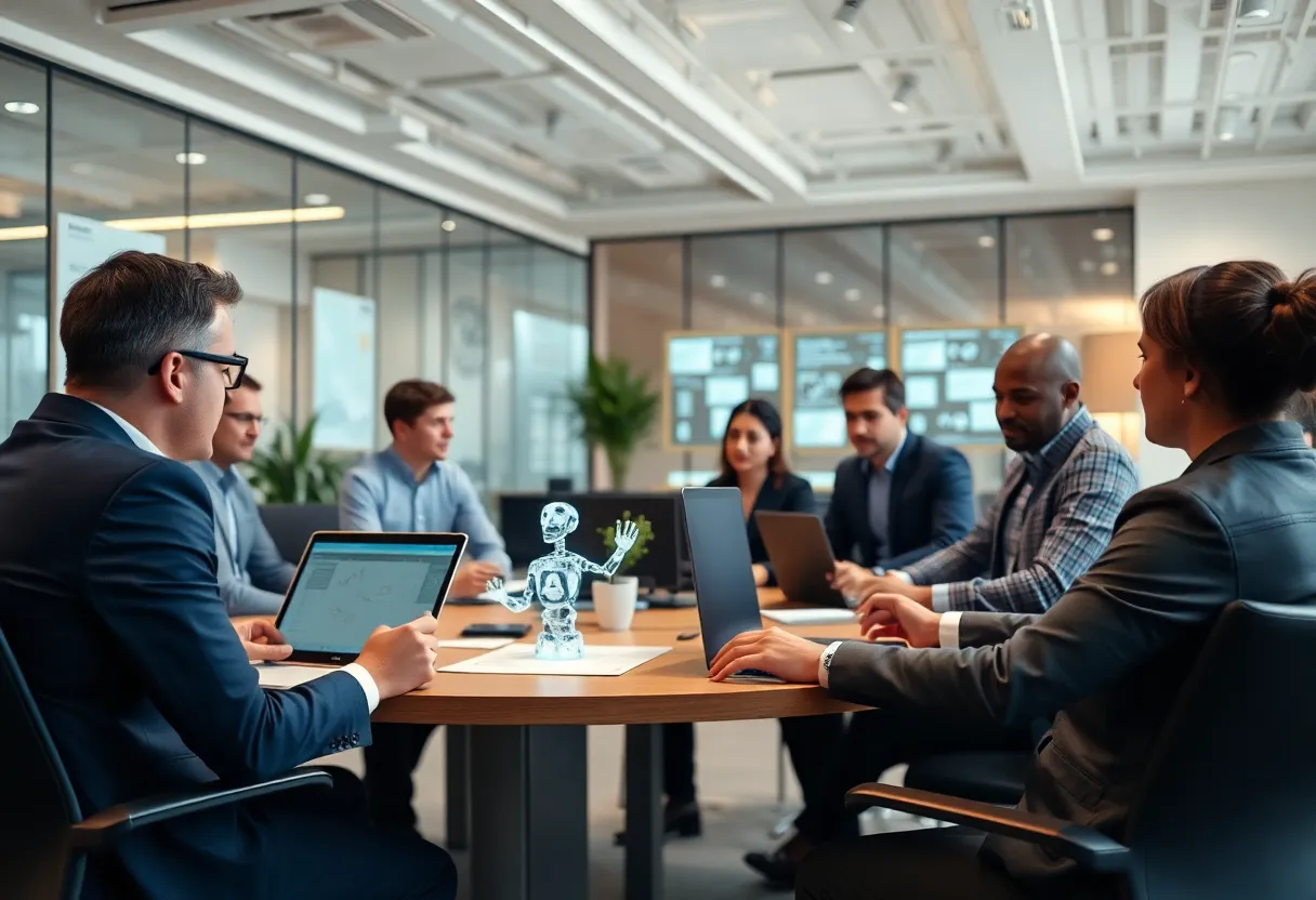 A professional discussion about AI recording technologies in a business setting.