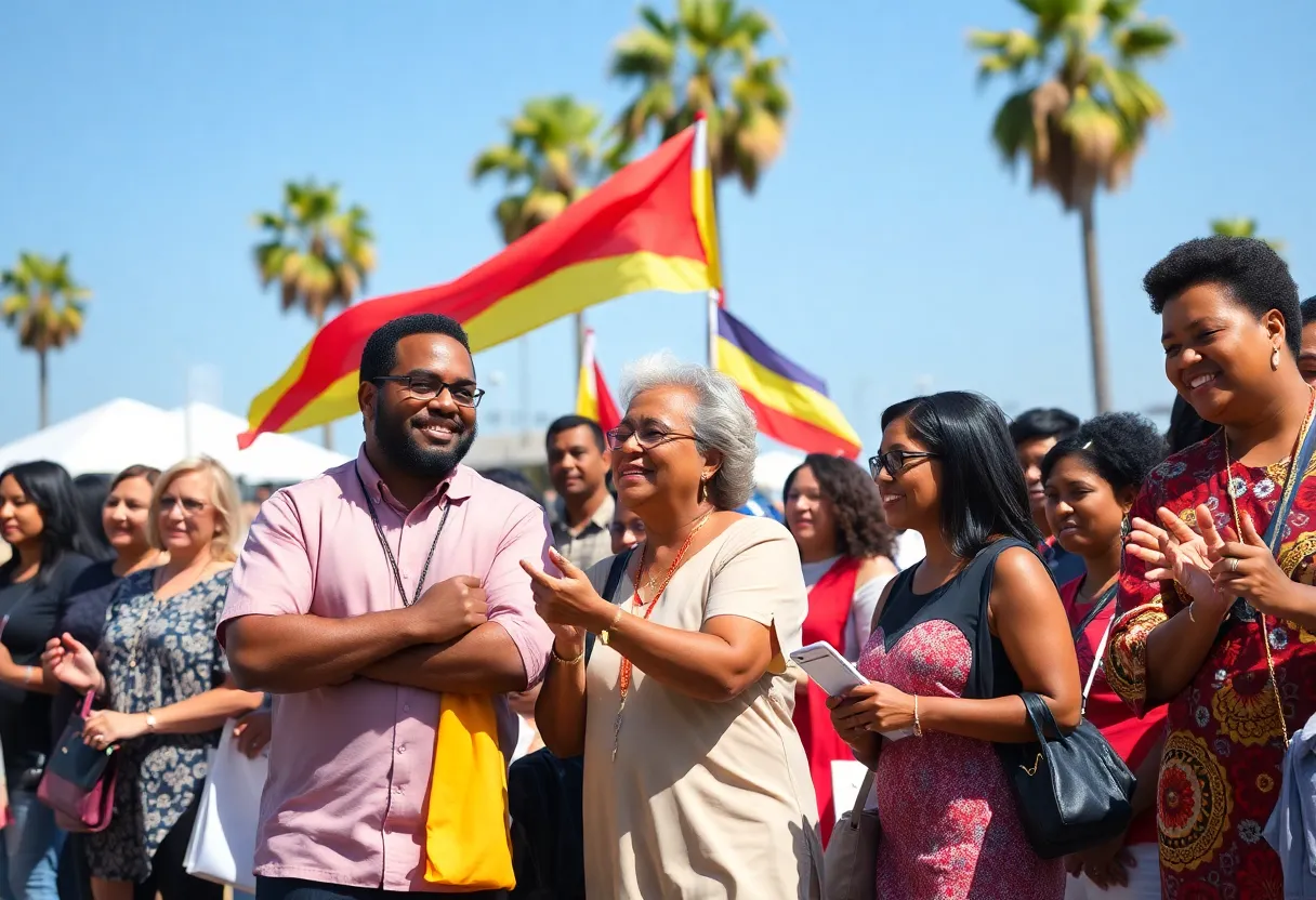 Community members celebrating Alwin Holman's legacy with a festive gathering.