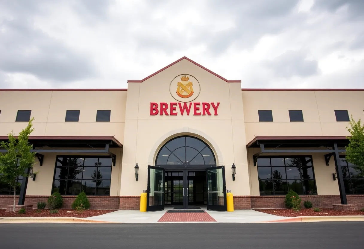 Exterior view of Anheuser-Busch brewery in Fairfield, California