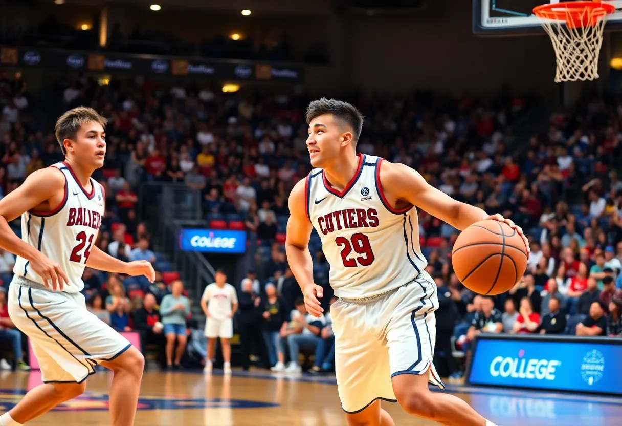 Arizona Wildcats basketball players celebrating their victory over San Diego State Aztecs.