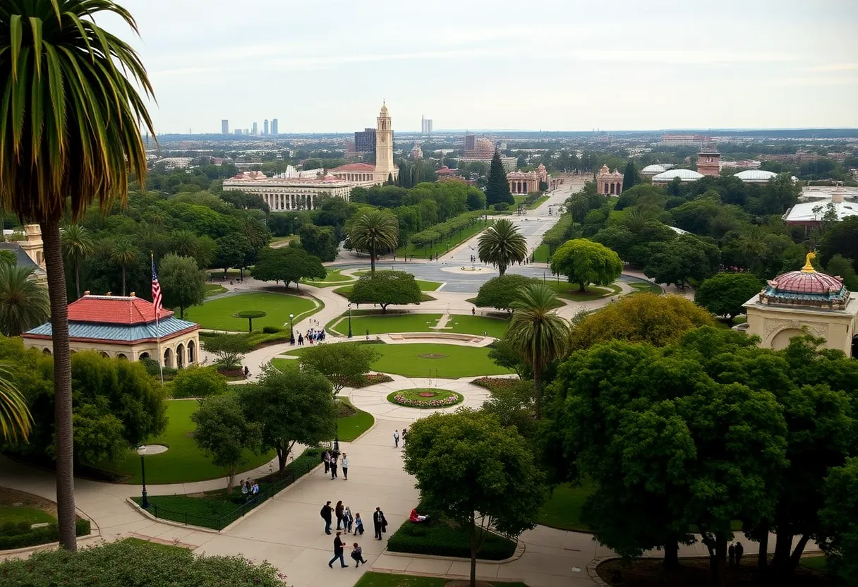 View of Balboa Park where police activity occurred