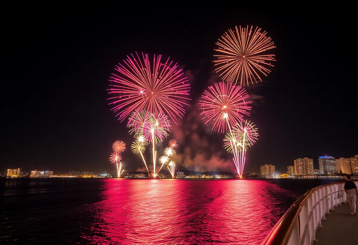 Fireworks display over San Diego Bay for the Big Bay Boom celebration