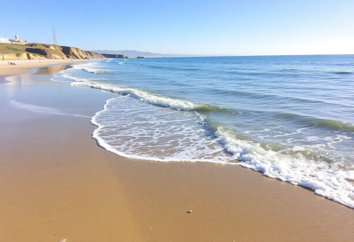 Black's Beach with gentle waves and clear skies