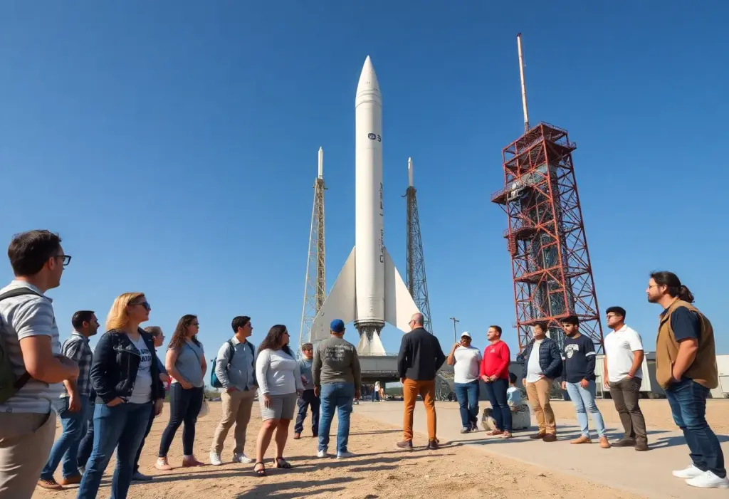 Blue Origin NS-37 launch site with a rocket