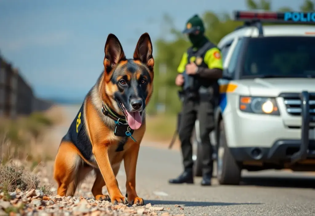 K-9 unit assisting Border Patrol agents in drug detection
