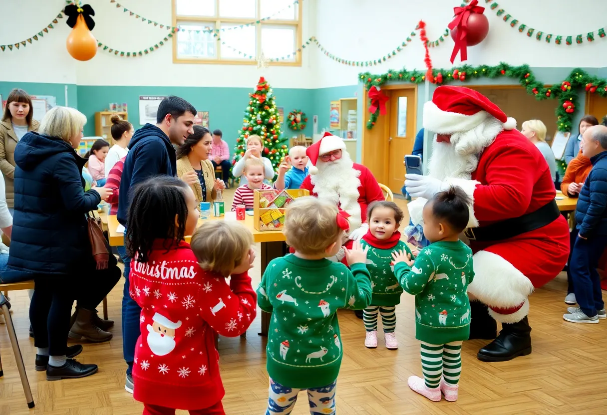 Families enjoying Breakfast with Santa at Stockton Recreation Center