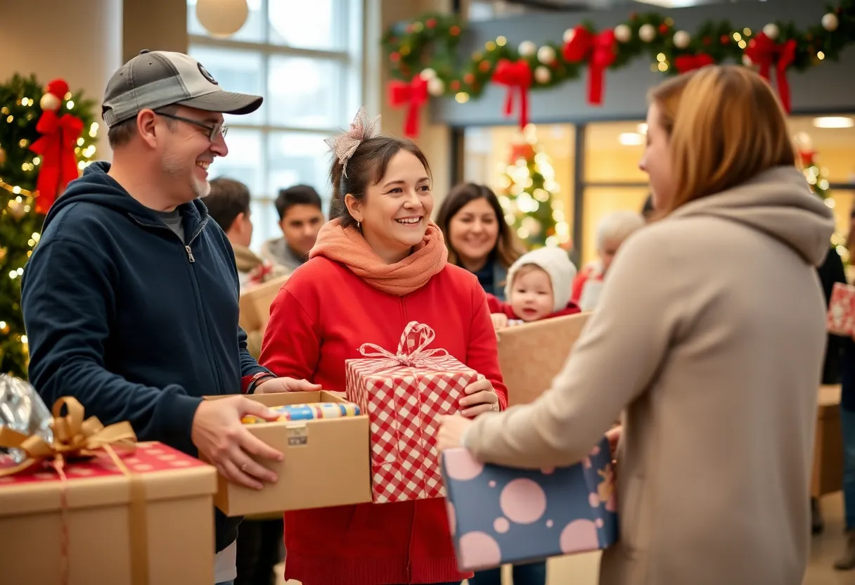 Volunteers delivering gifts during Breaking & Entering Christmas event in San Diego