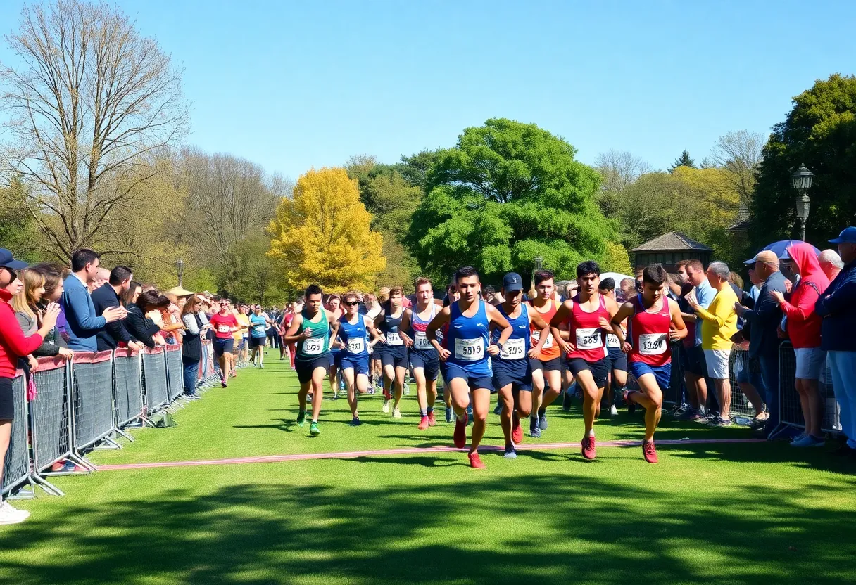 Runners at the Brooks XC Championships starting line at Balboa Park