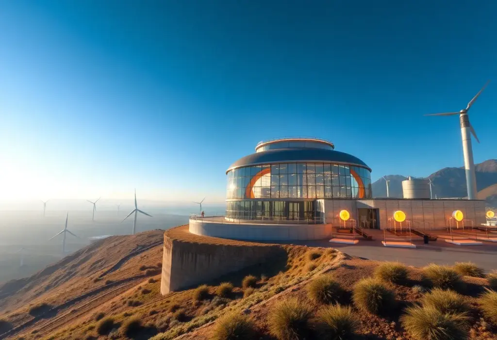 A modern fusion energy research facility in California, highlighting advanced technology.