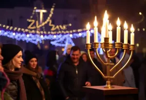 Public menorah lighting in San Diego during Chanukah celebrations