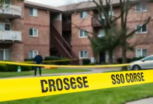 Police tape at the scene of a shooting in Chula Vista apartment complex
