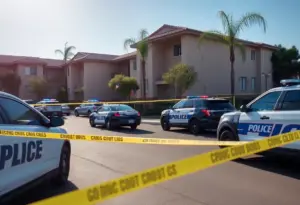 Police cordon at an apartment complex in Chula Vista