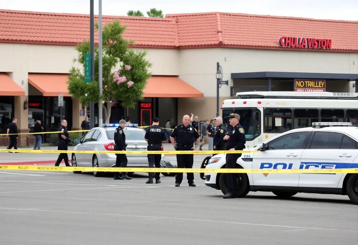 Police and emergency responders at a Chula Vista stabbing scene