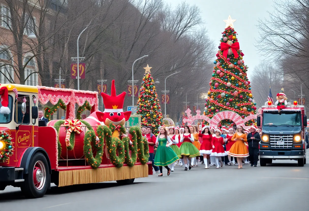 Participants in festive costumes marching during the Starlight Parade in Chula Vista
